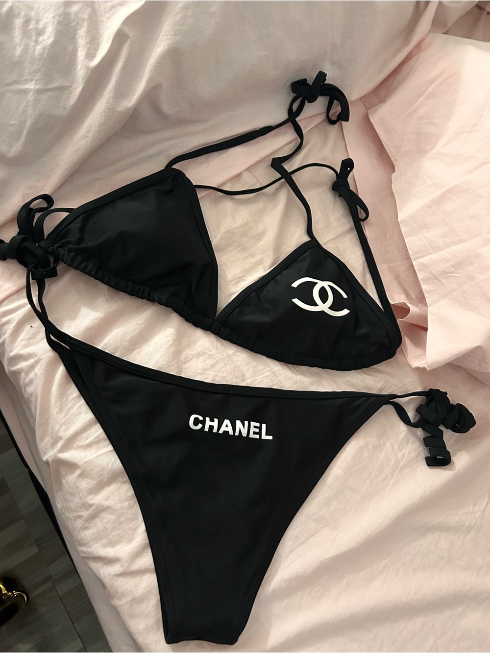 Designer inspired Black Triangle Bikini Top - Black